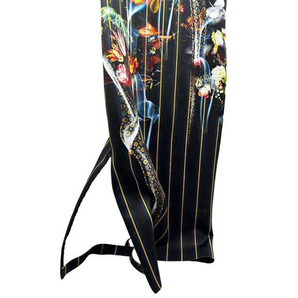 Clover Canyon Modern Elegant Floral & Stripe Scuba Midi Dress Firm Stretch Sz M - Picture 4 of 11